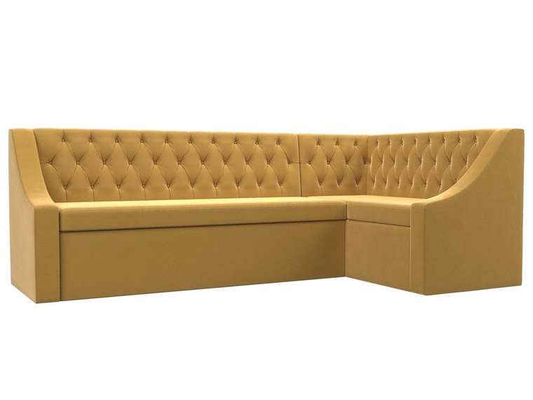 Кухонный угловой диван-кровать Мерлин желтого цвета правый угол