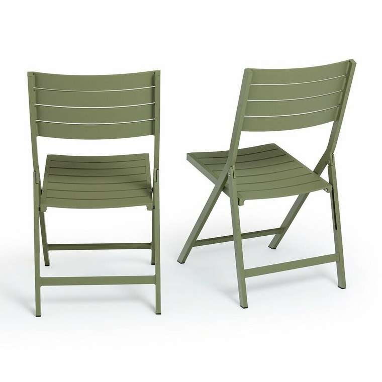 Комплект из двух складных садовых стульев из алюминия Zapy зеленого цвета