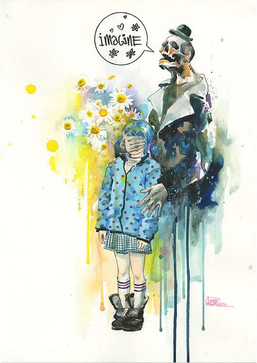 Принт "Little Girl and Mr. Death" by Lora Zombie