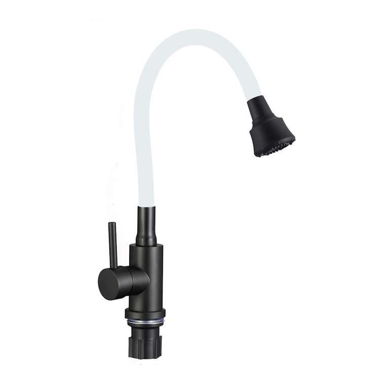 Смеситель для кухни с гибким изливом и режимом душ Fmark FS8288H-022, черный/белый