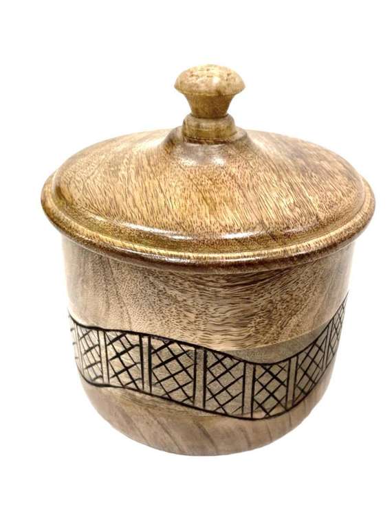 Банка с крышкой деревянная Jar бежевого цвета