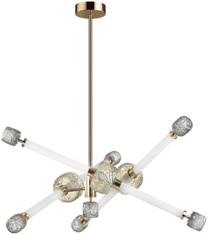 Потолочная люстра на штанге Odeon Light Kliff 5426/54CL золотой/белый/дымчатый/коньячный/металл/стекло/акрил LED 54W 3000K