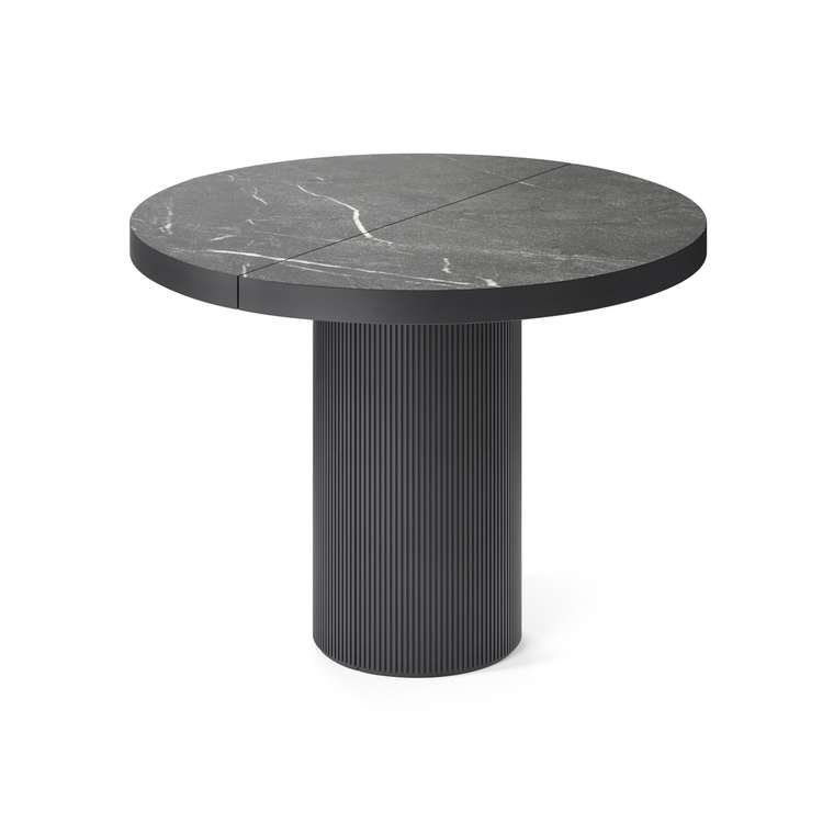 Обеденный стол раздвижной Бунда с черной столешницей под мрамор