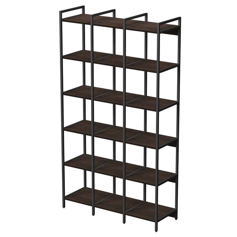Стеллаж 10СВТ.6.400 высокий тройной 6 полок темно-коричневого цвета