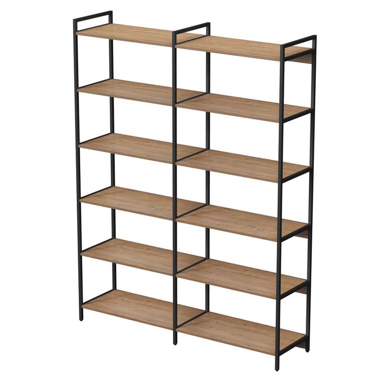 10СВД.6.800 Стеллаж высокий двойной 6 полок, широкий (1580*400*2080) Teakwood