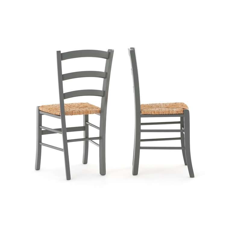 Комплект из двух стульев с плетеным сидением Perrine серого цвета