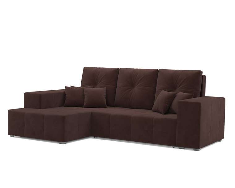 Угловой диван-кровать Монреаль темно-коричневого цвета левый угол