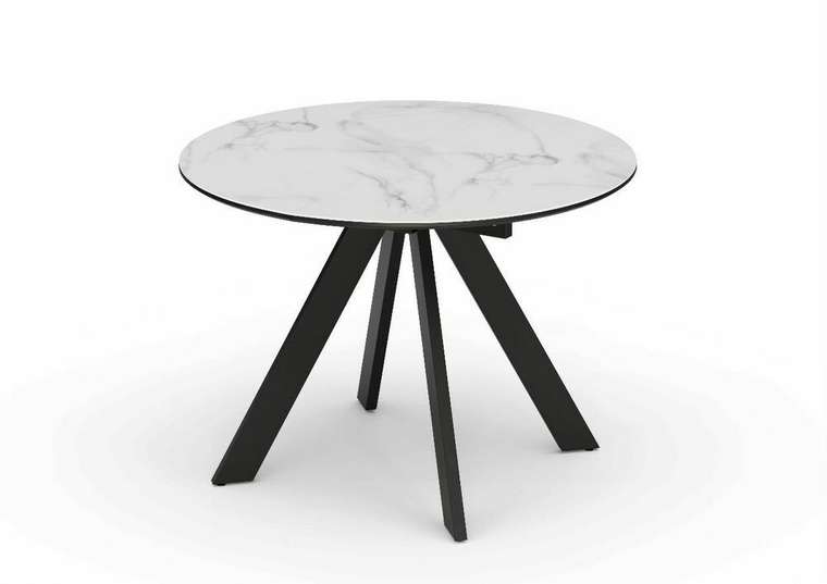 Раздвижной обеденный стол бело-черного цвета 