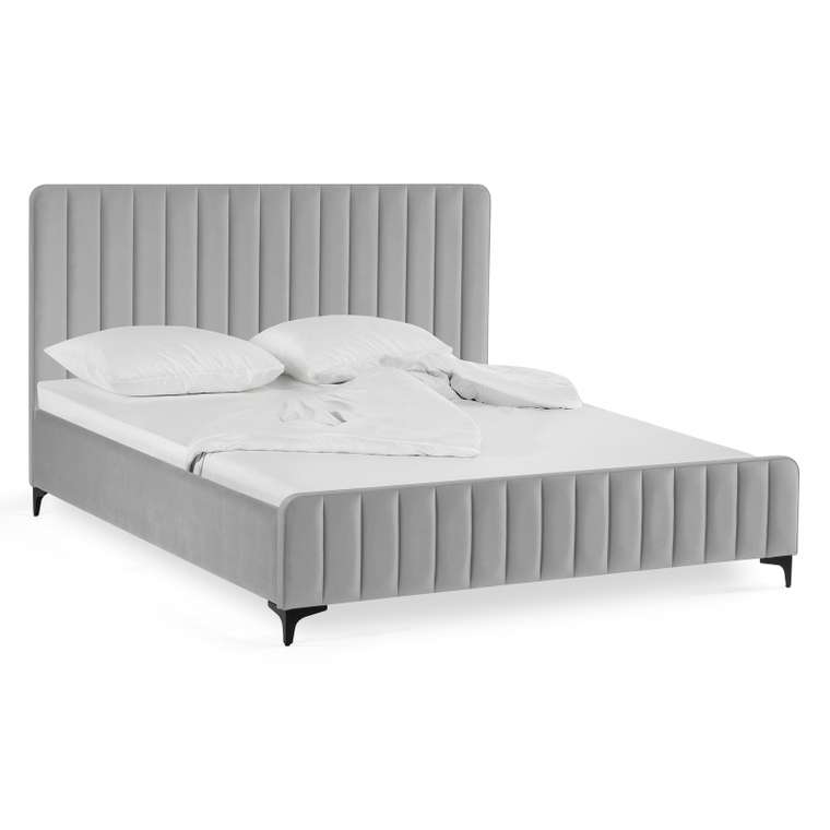 Кровать Амелия 160х200 светло-серого цвета без подъемного механизма