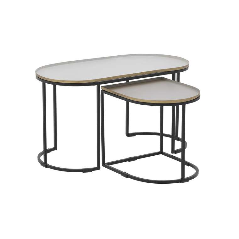 Набор из двух журнальных столиков бежево-черного цвета 