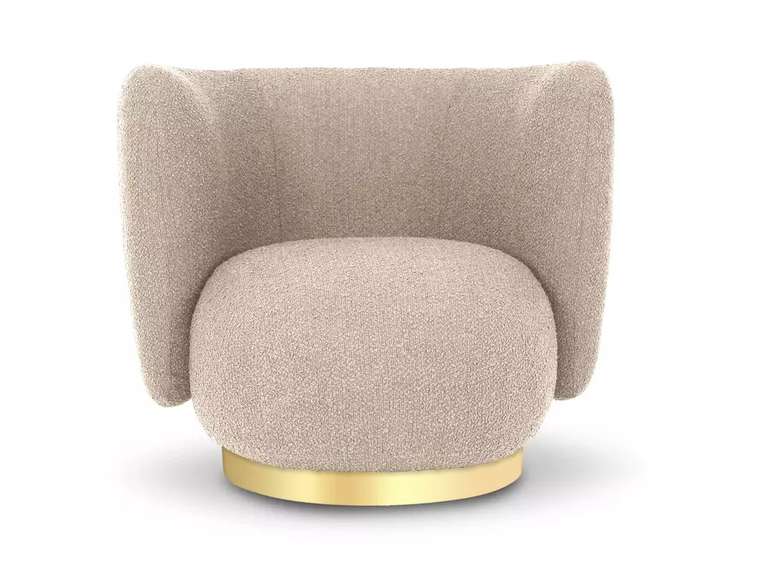 Кресло вращающееся Lucca бежевого цвета с золотым основанием