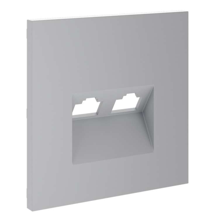 Накладка для розетки компьютерной двойной RJ45+RJ45 кат.6, S70 (серый)