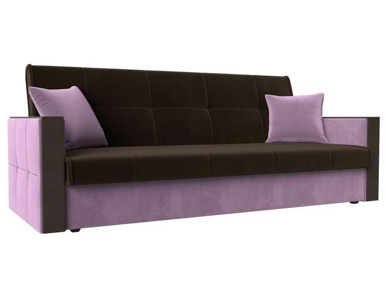 Прямой диван-кровать Валенсия коричнево-сиреневого цвета