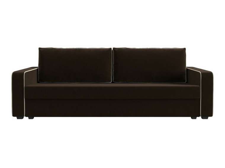 Диван-кровать Лига 009 темно-коричневого цвета с бежевым кантом