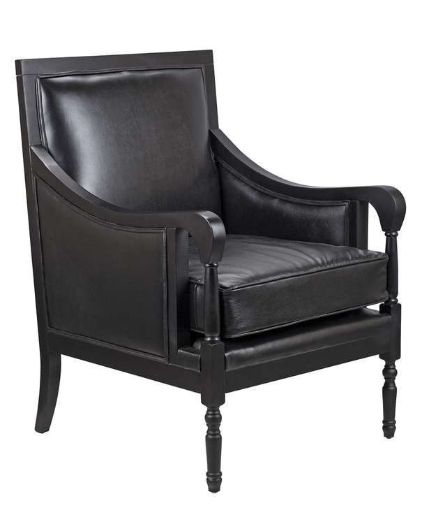 Классическое кресло Colin black leather черного цвета