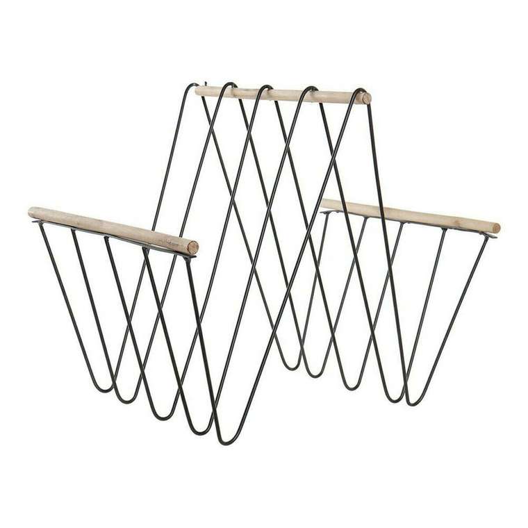 Полка для журналов 41 x 31 x 36 cm Чёрный Железо Деревянный MDF