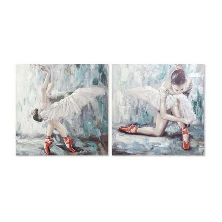 Картина Полотно Серый Синий Деревянный Белый (100 x 3 x 100 cm) (2 штук)