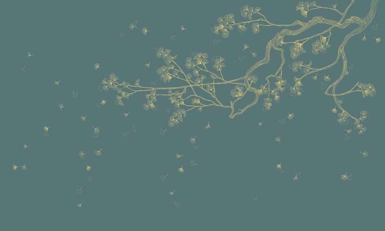 Фотообои Sakura branch сине-зеленого цвета