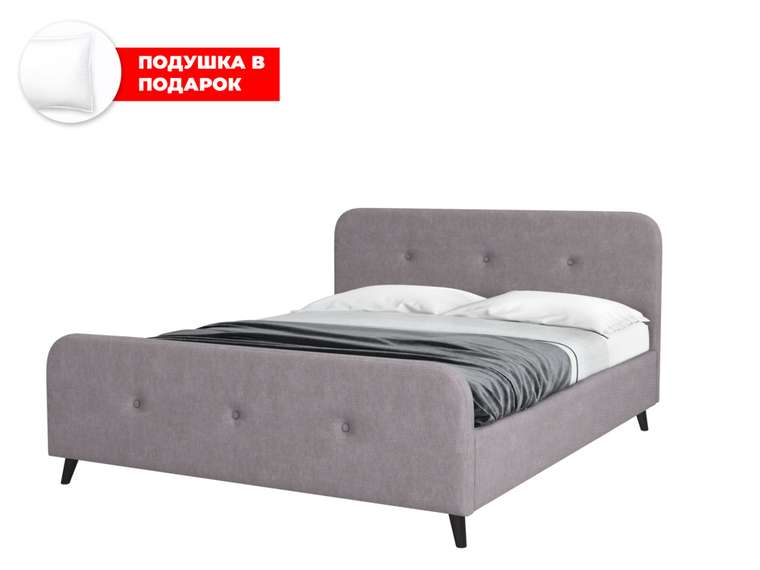 Кровать Raguza 160х200 в обивке из велюра серого цвета с подъемным механизмом