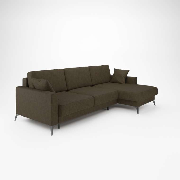 Угловой диван-кровать Наоми темно-коричневого цвета правый 