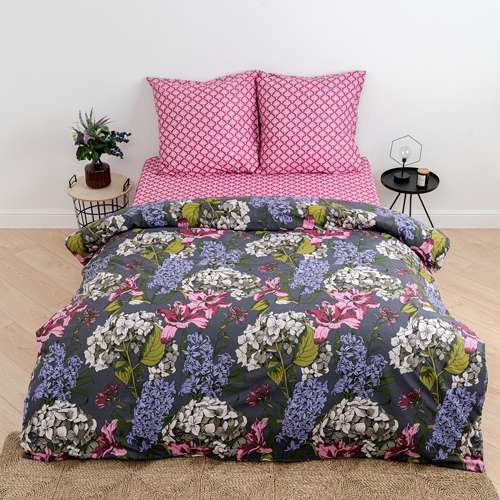 КПБ 'Традиция' 2,0 спальный с европростыней, бязь, 100% хлопок, пл. 125 гр./кв.м. 'Гортензия'