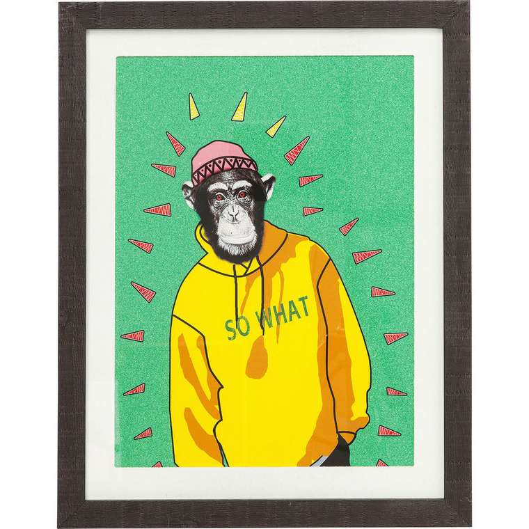 Картина Gangster Monkey в деревянной рамке