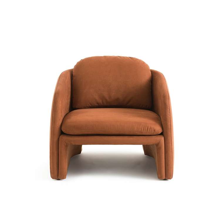 Кресло низкое с обивкой из замши Warren коричневого цвета