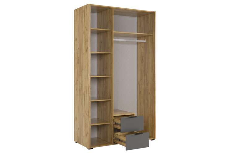 Шкаф трехдверный Адам серо-бежевого цвета с зеркалом