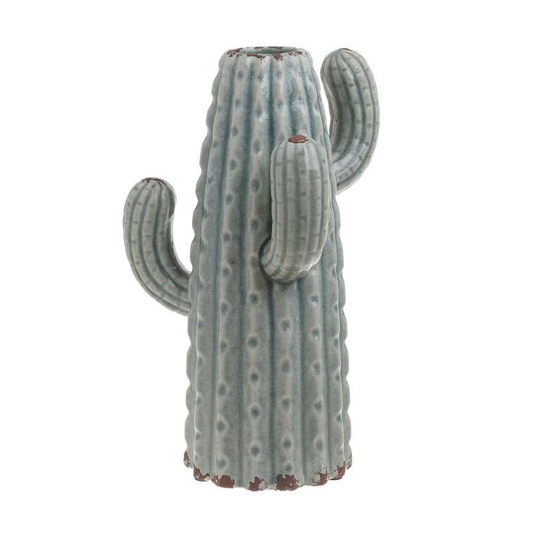 Керамическая ваза кактус серо-бирюзового цвета