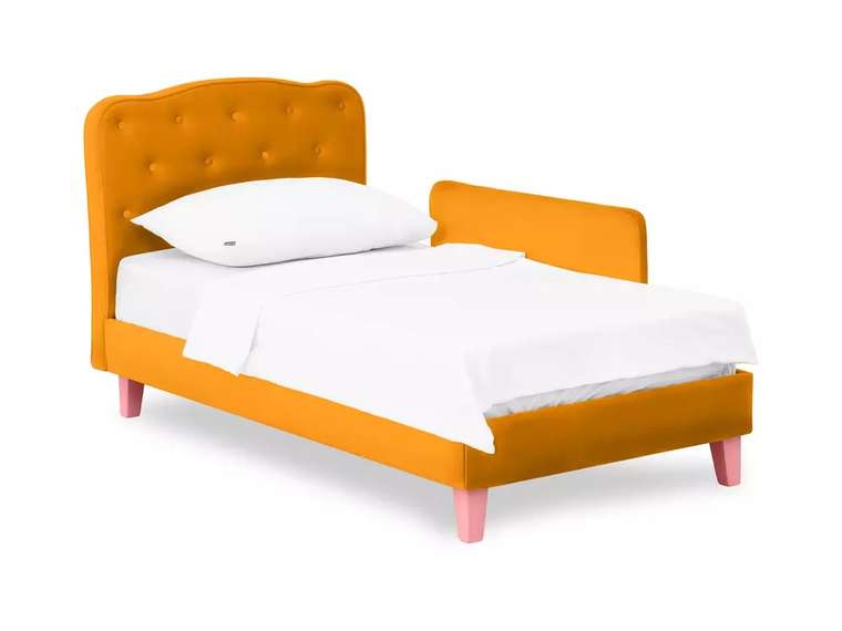 Кровать Candy 80х160 желтого цвета с розовыми ножками