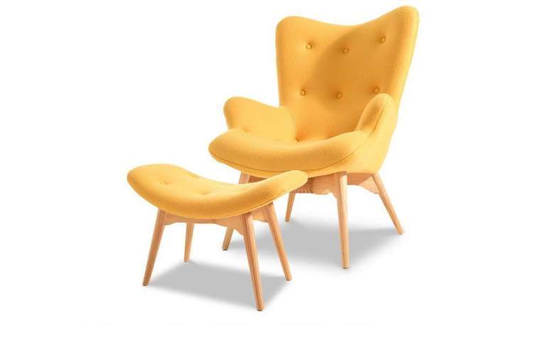 Набор кресло и пуф Phyllis желтого цвета