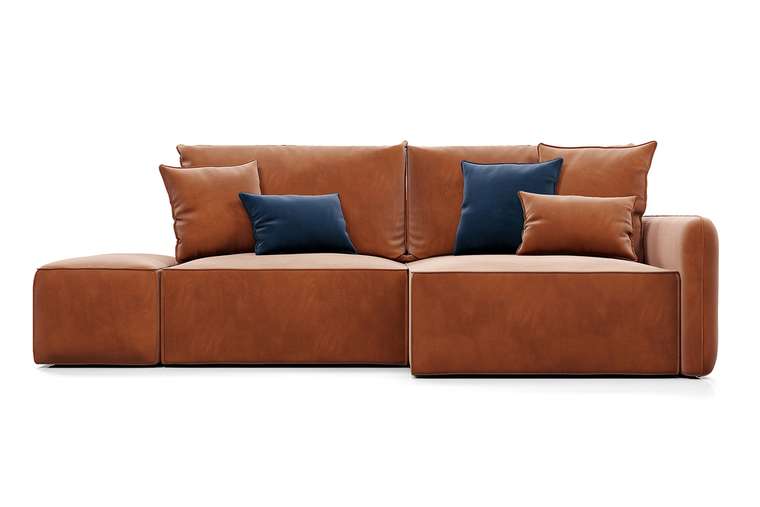 Угловой диван-кровать Портленд терракотового цвета