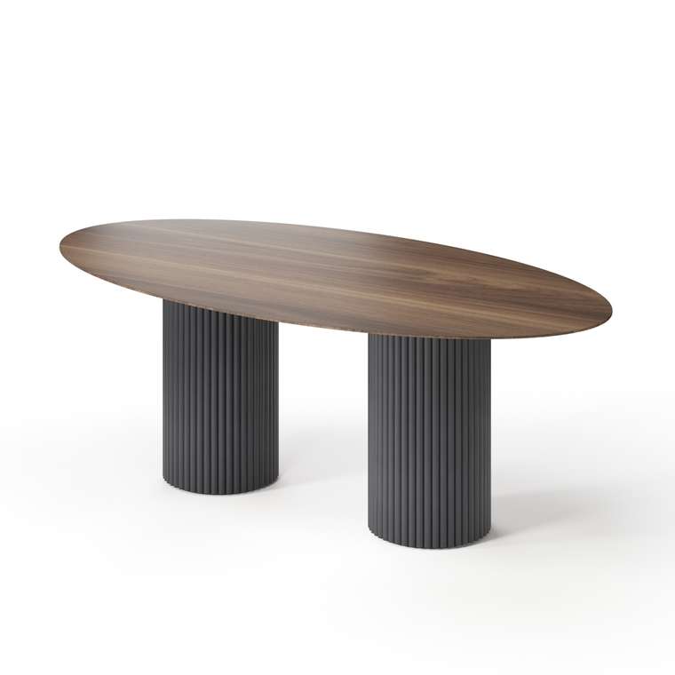Овальный обеденный стол Хедус L черно-коричневого цвета