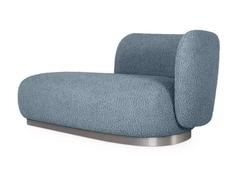 Кушетка-диван Lucca голубого цвета с металлической лентой серого цвета правая 