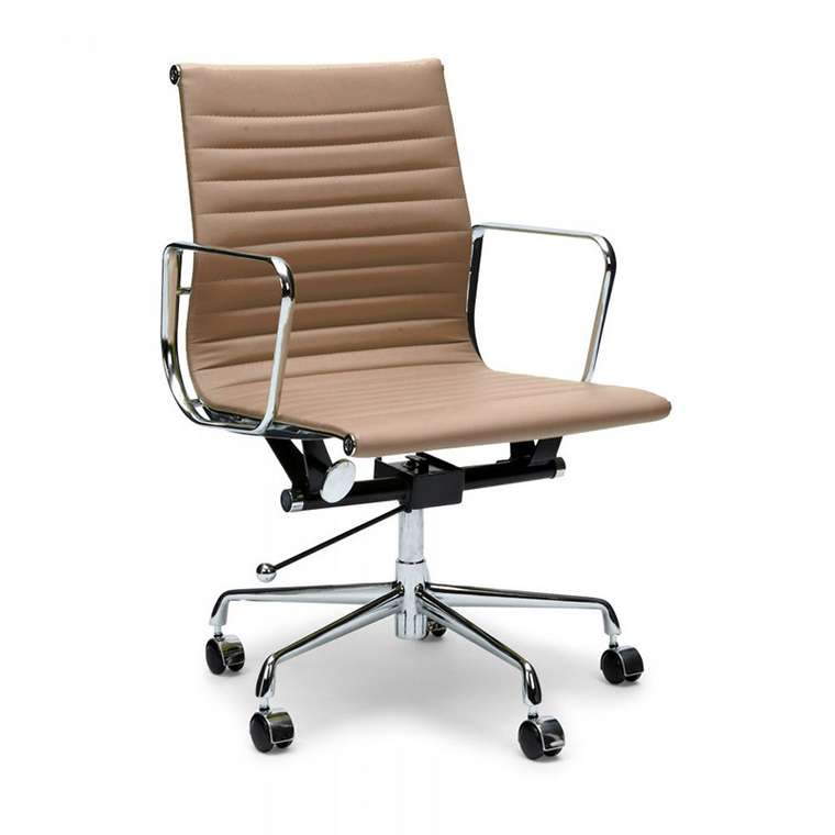  Кресло Eames Style Ribbed Office Chair EA 117 коричневая кожа