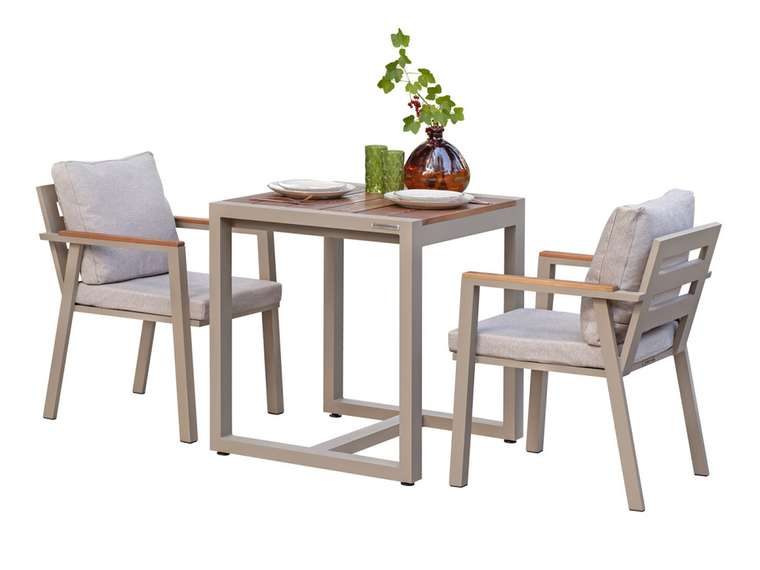 Набор садовый обеденный Santorini 3 бежево-серого цвета