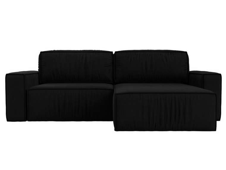 Угловой диван-кровать Прага классик черного цвета правый угол