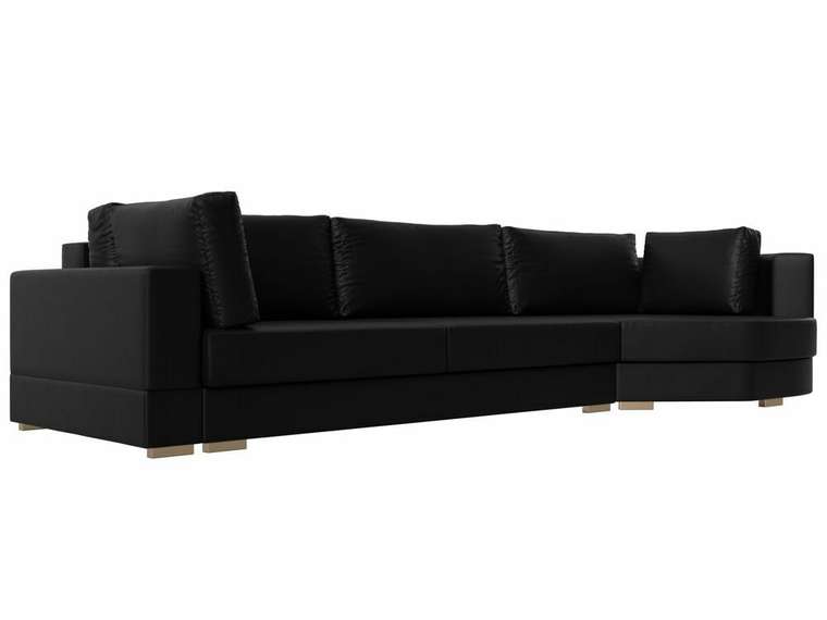 Угловой диван-кровать Лига 026 черного цвета (экокожа) правый угол