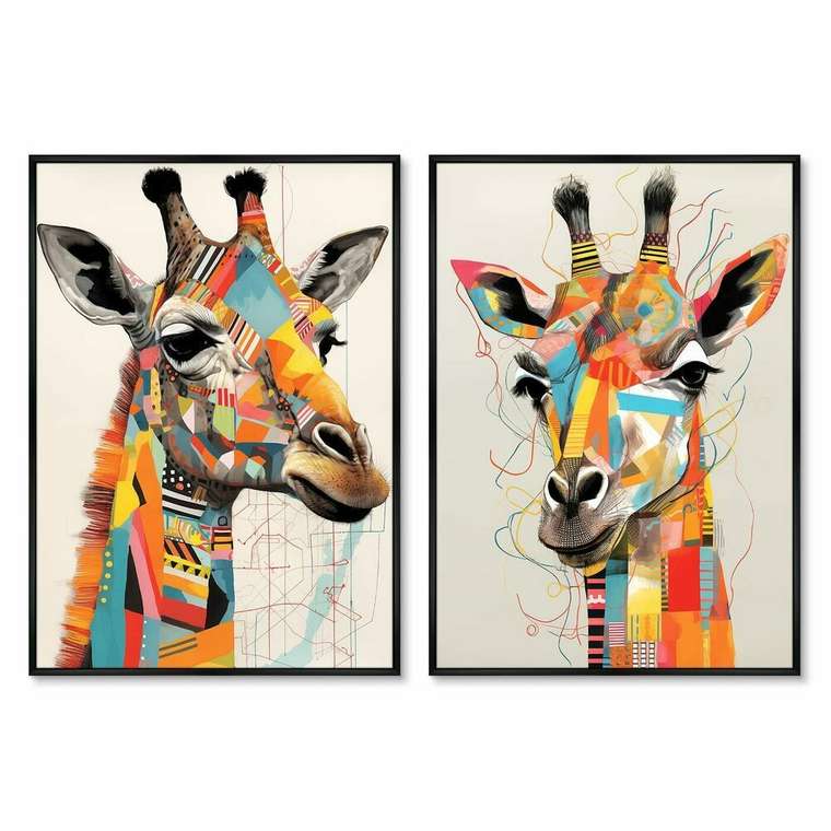 Набор из двух репродукций картин Giraffes, 2024г.