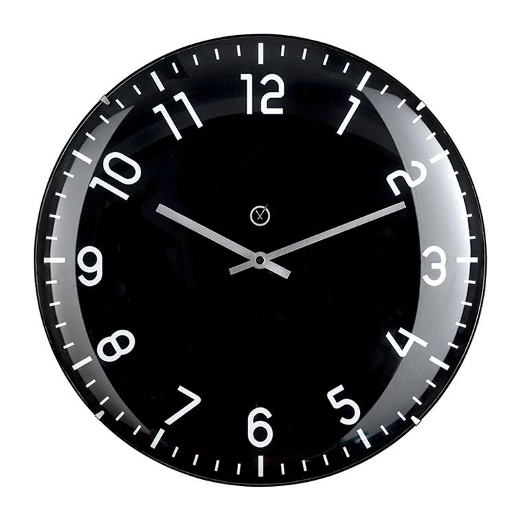 Настенные часы Quito черного цвета с белыми цифрами