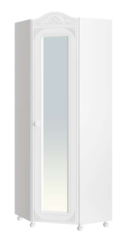Угловой шкаф с зеркалом Ассоль белого цвета правый