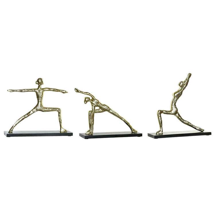 Декоративная фигура 33 x 10 x 35 cm Чёрный Позолоченный Индиец Yoga (3 штук)