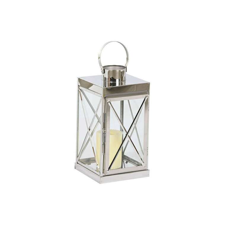 Фонарь Home ESPRIT Серебристый Стеклянный Сталь хром 22 x 20 x 50 cm (4 Предметы)