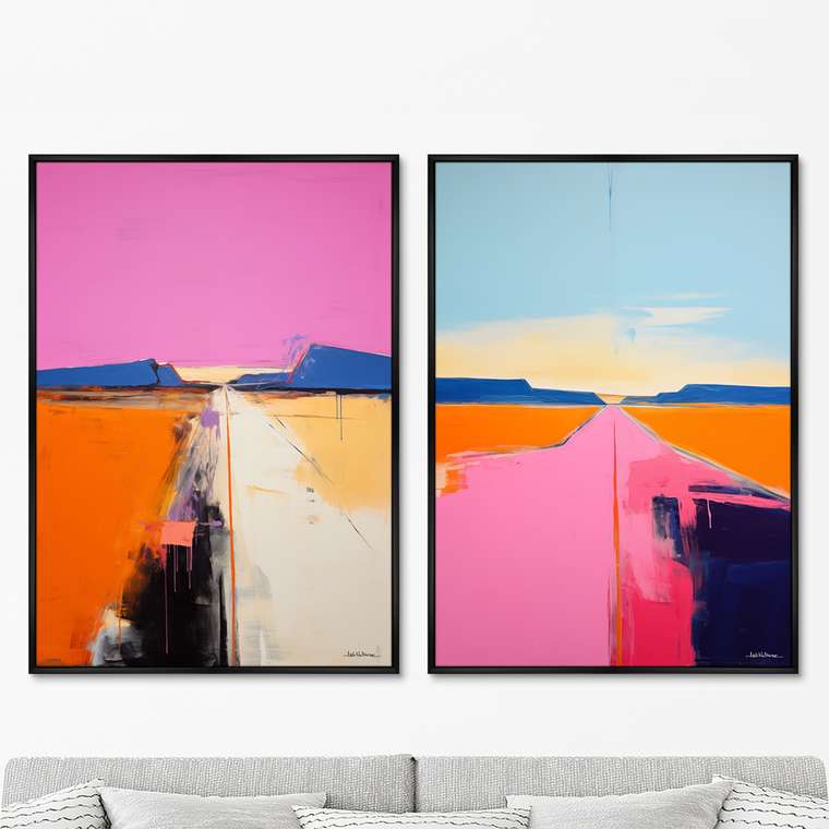 Набор из двух репродукций картин Landscape collection, Lines of sunset, 2024г.