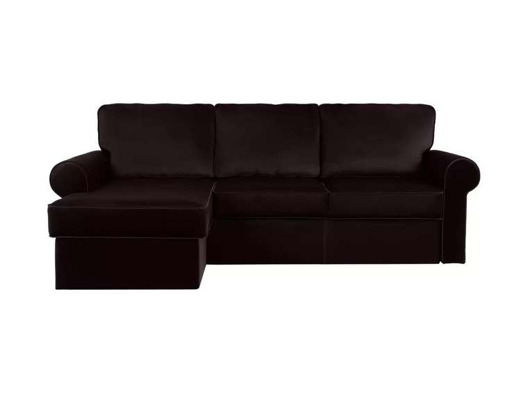 Угловой диван-кровать Murom в обивке из велюра темно-коричневого цвета