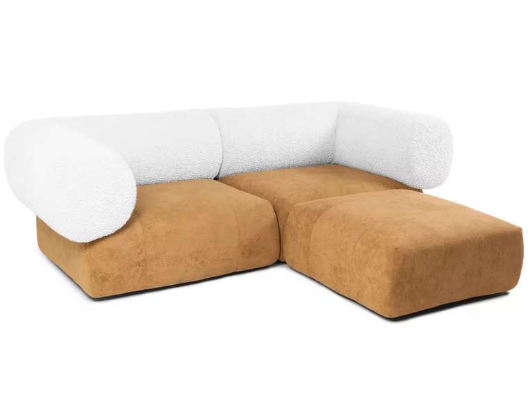 Угловой модульный диван Trevi коричнево-белого цвета