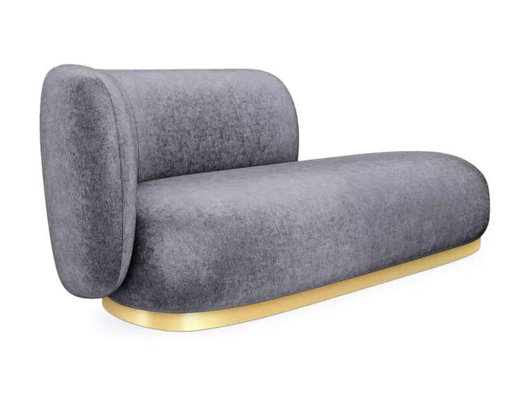 Кушетка-диван Lucca темно-серого цвета с металлической лентой золотого цвета левая