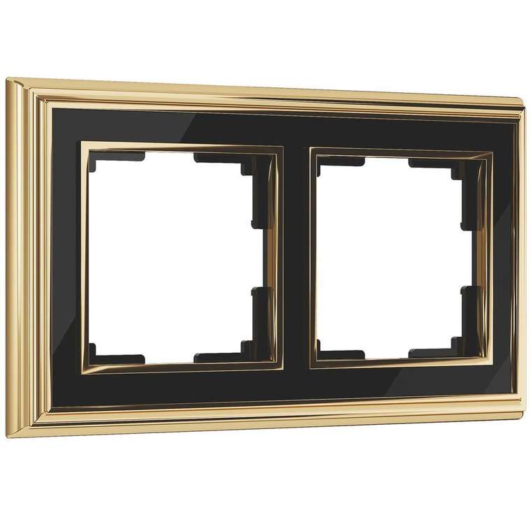 Рамка из металла на 2 поста Palacio золото/черный WL17-Frame-02