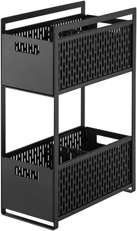 Подставка с корзинами для хранения двухуровневая Tower черного цвета