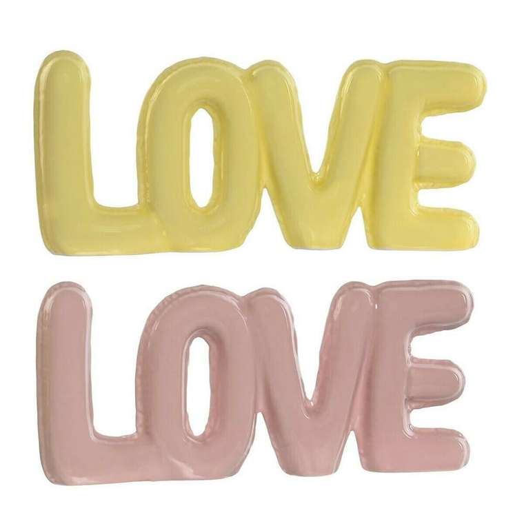 Декоративная фигура LOVE Жёлтый Розовый Детский 24 X 2,5 X 10 cm (2 штук)
